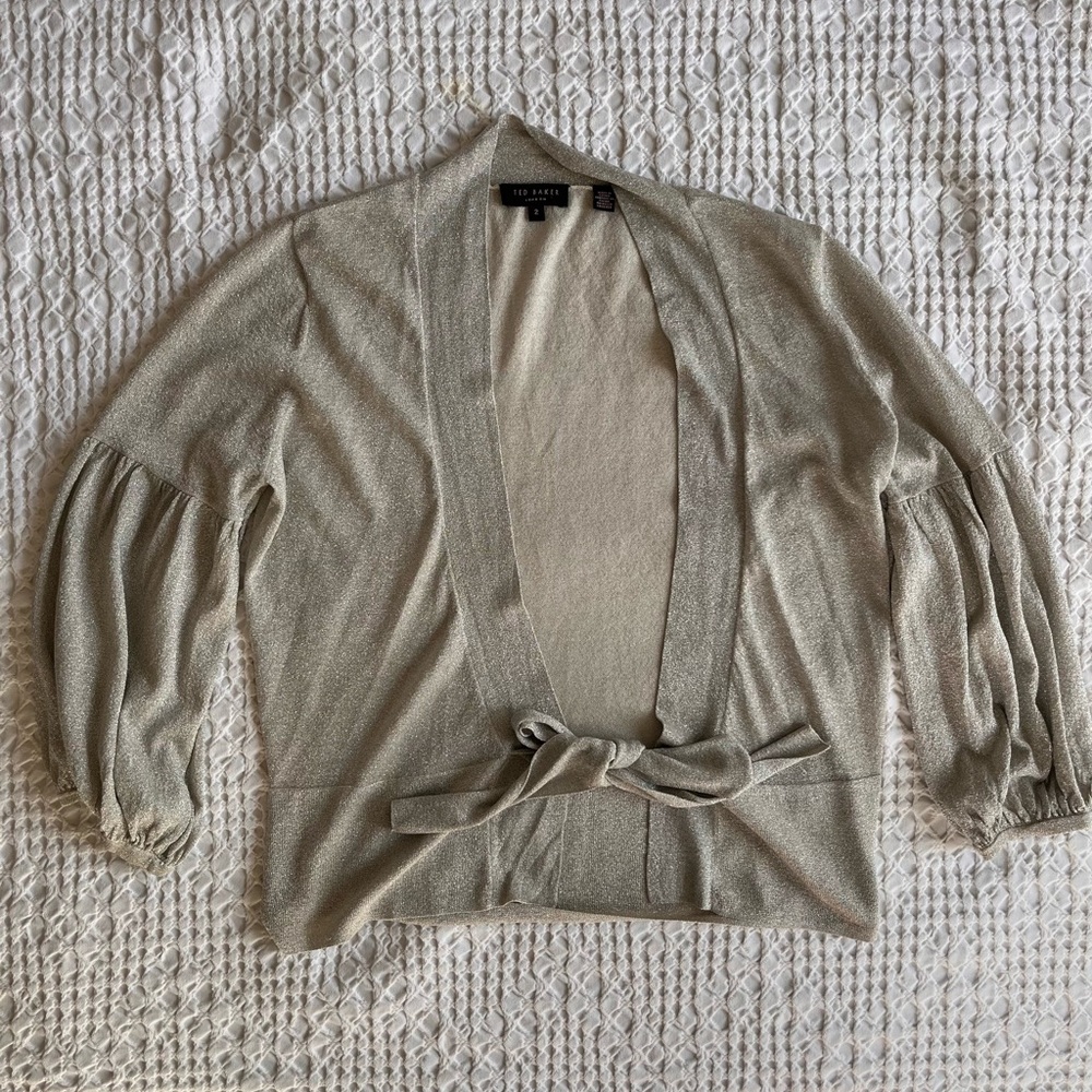 Ted Baker Shimmery Tie-Front Cardigan